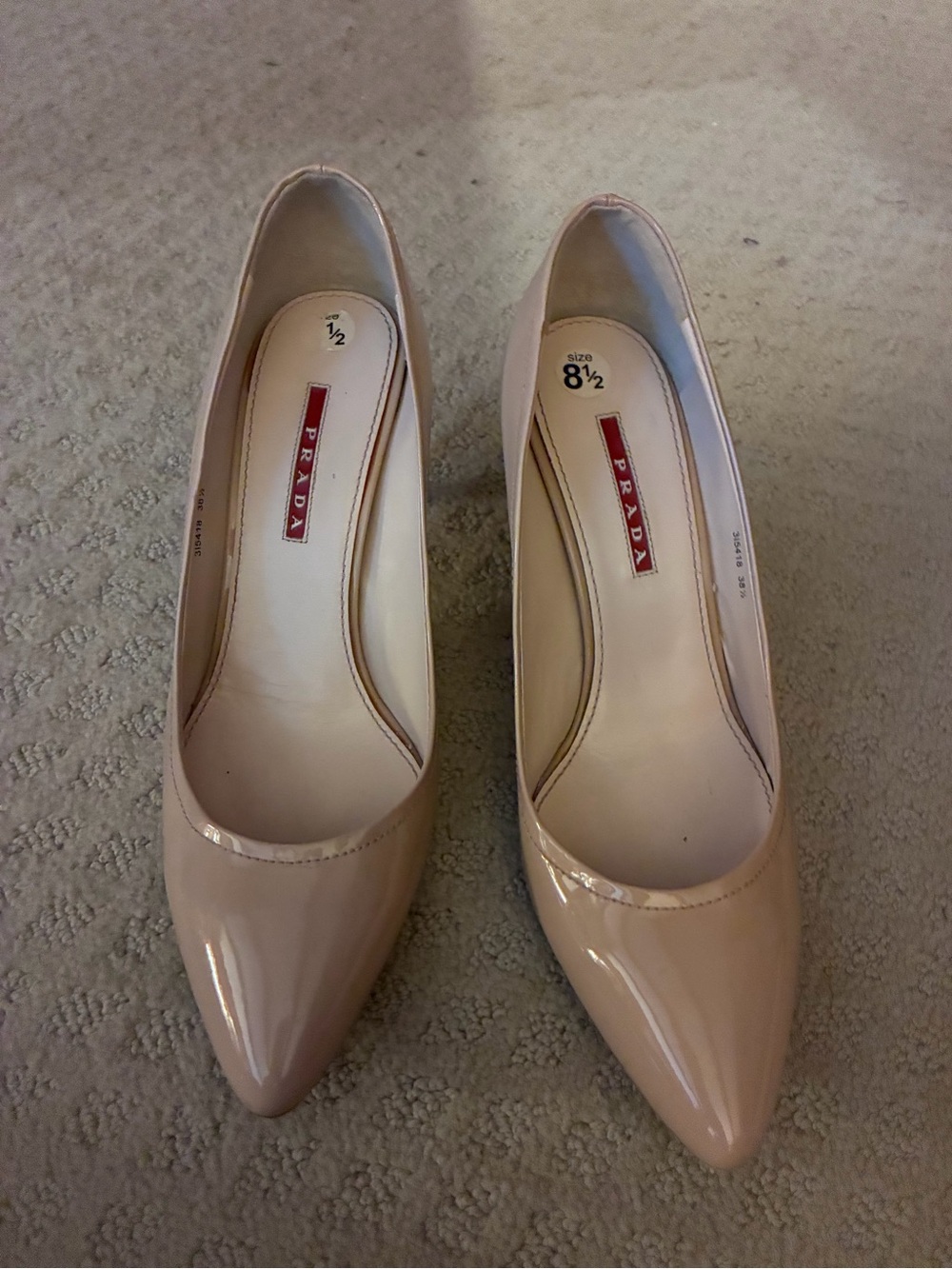 Prada Blush Patent Pointed-Toe Pumps